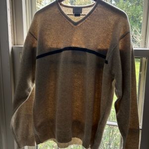 Men’s J. Crew sweater tan with black stripe size L